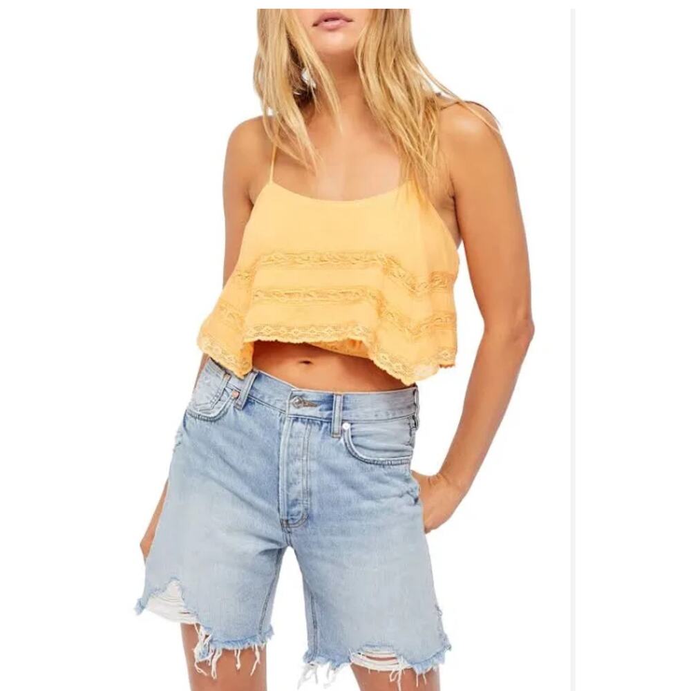 Free People Home Again Lace Trim Crop Top Size S Small NWT - Picture 1 of 8